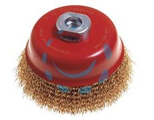 SPAZZOLA A TAZZA FILI ACCIAIO PER SMERIGLIATRICE - ø mm. 60 foro filettato14 MA PG 485.30 - Marca PG - Cod: 85236
