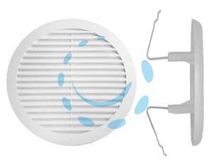 GRIGLIA AERAZIONE TONDA CON MOLLA IN PLASTICA - ø mm.55/85 - Marca  - Cod: 452519