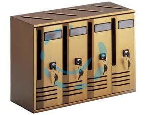 CASSETTA POSTALE BLOCCHIERA SERIE CUBO 4 PER INTERNI - cm.42x17,5x30h. in alluminio anodizzato bronzo - Marca ALUBOX - Cod: 80934