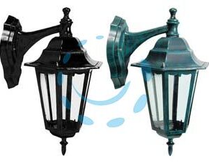 LANTERNA CON BRACCIO SUPERIORE  MODELLO BERLINO - 60w IP44 mm.215x325h. colore nero - Marca SYNTESY - Cod: 39406