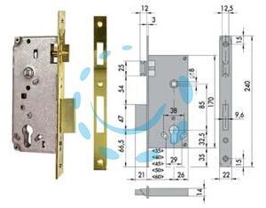 SERRATURA DA INFILARE CISA LOGO BORDO QUADRO 5C611 - mm.35 (5C611350) - Marca CISA LOGO - Cod: 6750
