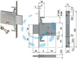 SERRATURA TRIPLICE DA INFILARE DOPPIA MAPPA 57016 - mm.60 con 2 chiavi (57016600) - Marca CISA - Cod: 84123