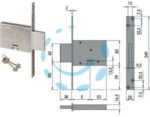 SERRATURA DA INFILARE DOPPIA MAPPA 57013 - mm.50 (57013500) - Marca CISA - Cod: 84130