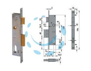 SERRATURA DA INFILARE PER MONTANTI CATENACCIO E SCROCCO 1 MAND. 44220 - mm.15 (44220150) - Marca CISA - Cod: 65481
