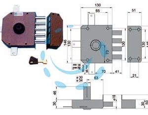 SERRATURA QUINTUPLICE DA APPLICARE SENZA SCROCCO A POMPA 30640 - mm.60 SX cilindro ø mm.30 (30640VS60JE) - Marca MOTTURA - Cod: 142434
