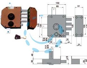 SERRATURA QUINTUPLICE DA APPLICARE CON SCROCCO A POMPA 30650 - mm.60 DX cilindro ø mm.30 (30650VD60JE) - Marca MOTTURA - Cod: 142441