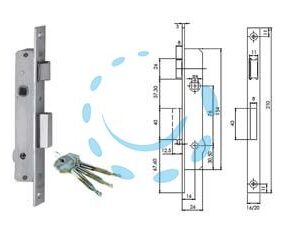 SERRATURA DA INFILARE PER MONTANTI CON CATENACCIO E SCROCCO 9011116 - mm.16 (9011116) - Marca ISEO - Cod: 68857