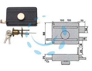 SERRATURE DA PORTONCINO CON POMOLO INTERNO CATENACCIO E SCROCCO 270CS - mm.50 (270/CS) - Marca ICSA - Cod: 11044