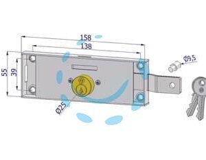 SERRATURA PER SERRANDA LATERALE CILINDRO FISSO TONDO - DX (2275DZB4508XX2) - Marca SECUREMME - Cod: 11006