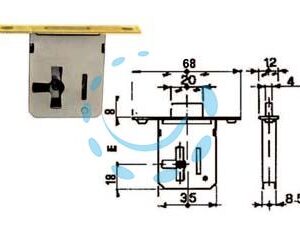 SERRATURA DA INFILARE 1 LEVA BORDO OTTONATO - mm.20 DX - Marca MRCAS - Cod: 57059