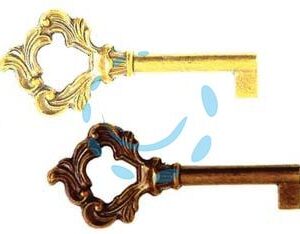 CHIAVI PER MOBILI BAROCCO IN ZAMA - mm.74 lunghezza gambo mm.35 - oro lucido - Marca - Cod: 481007