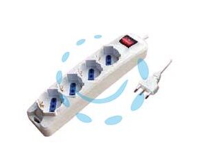 MULTIPRESA 4 POSTI CON SCHUKO E CON INTERRUTTORE - colore bianco - Marca SYNTESY - Cod: 178
