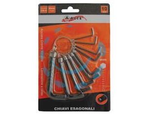 CHIAVI MASCHIO ESAGONALI CROMO VANADIO IN SERIE 10 PEZZI - Marca ALTE - Cod: 6323