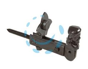 FERMAPERSIANE AD OMINO CON VITE E FERMO REGOLABILE - mm.130x60h. verniciato nero - Marca  - Cod: 7139