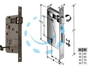 SERRATURA A BUSSOLA DA INFILARE BORDO QUADRO FERRO LUCIDO - mm.35 bordo acciaio lucido - Marca BONAITI - Cod: 10689