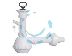 SIFONE MOPLEN A FIASCO 1 VIA CON SCARICO E PILETTA - 1"1/2 per lavello ceramica - Marca  - Cod: 24990
