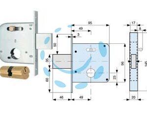 SERRATURA INFIL. CANCELLI CATENACCIO E SCR. C/NOTTOLINO CIL. TONDO 139 - mm.50  (139 50 0) - Marca MG - Cod: 51088
