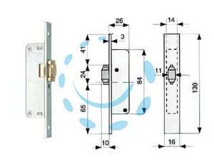 SERRATURA DA INFILARE PER MONTANTI SOLO RULLO 902 - mm.14 (902.14.1) - Marca MG - Cod: 52382