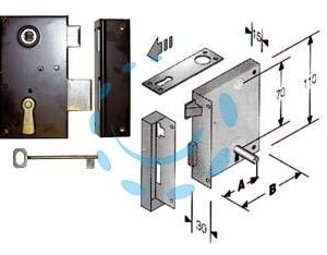 SERRATURA DA APPLICARE PER CANTINE 185 - mm.35 lunghezza mm.60 DX - Marca BONAITI - Cod: 54249