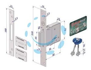 SERRATURA INFILARE A DOPPIA MAPPA 2001 - mm.50 (2001XZB5025A32) - Marca SECUREMME - Cod: 63258