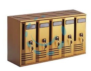 CASSETTA POSTALE BLOCCHIERA SERIE CUBO 5 PER INTERNI - cm.52x17,5x30h. in alluminio anodizzato bronzo - Marca ALUBOX - Cod: 80941