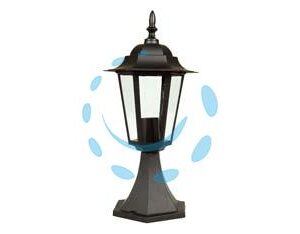 LANTERNA CON SUPPORTO DA APPOGGIO MODELLO BERLINO - 60w IP44 mm.192X192x375h. colore nero - Marca SYNTESY - Cod: 102483