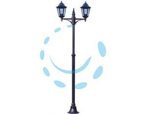 LAMPIONE 2 LUCI SU PALO MODELLO BERLINO - 2X100w IP44 cm.72x230h. colore nero - Marca SYNTESY - Cod: 102889