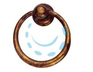 MANIGLIE PER MOBILI AD ANELLO SNODATE MOD.09202 IN OTTONE ANTICATO - mm.23x28h. - Marca METALSTYLE - Cod: 107525