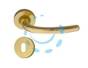 MANIGLIA TORINO CON ROSETTA IN ZAMA FINITURA OTTONE LUCIDO COPPIA  - Marca  - Cod: 146906