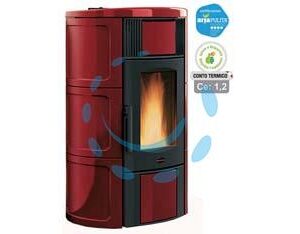 STUFA A PELLET ISIDE IDRO 18,8 KW BORDEAUX (CONTO TERMICO) - misure cm.69x62,7x119,7h. - peso Kg.255 - Marca NORDICA - Cod: 159418