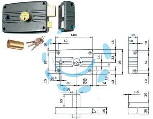 SERRATURA PORTE FERRO C/QUADRO CATEN. E SCR. CIL. FISSO S/AL. 485/486 - mm.60 DX (485603) - Marca ISEO - Cod: 171571