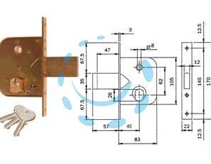 SERRATURA DA INFILARE PER CANCELLI CON QUADRO CATEN. PROL. E SCR. 600 - mm.45 (600450) - Marca ISEO - Cod: 171700
