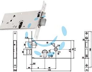 SERRATURA DA INFILARE PER FASCE CATENACCIO E SCROCCO MM.78 H 86000 - mm.58 a 2 mandate (Y8600058080) - Marca YALE - Cod: 172394