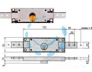 SERRATURA CILINDRO FISSO TONDO CENTRALE 8231 - mm.155x15x55h. dotazione 2 chiavi (8231.9) - Marca VIRO - Cod: 186438