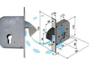 SERRATURA PER PORTE E CANCELLI SCORREVOLI A GANCIO RIENTRANTE 068 - mm.50 (06850000) - Marca WELKA - Cod: 194891