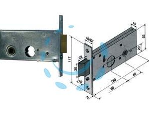 SERRATURA DA INFILARE PER FASCE CATENACCIO E SCROCCO MM.62 H 123 - mm.60 (12360010) - Marca WELKA - Cod: 195003