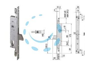 SERRATURA TRIPLICE INFILARE PER MONTANTI SOLO CATEN. 46800 (EX46300) - mm.25 (46800250) - Marca CISA - Cod: 201384