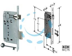 SERRATURA A BUSSOLA DA INFILARE BORDO QUADRO CROMO SATINATO - mm.50 bordo acciaio cromato satinato (592.50.34) - Marca AGB - Cod: 203906