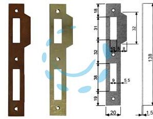 CONTROPIASTRA RIDOTTA CON ALETTA PER SERRATURA A BUSSOLA BORDO QUADRO - acciaio bronzato (B.00570.05.02) - Marca AGB - Cod: 204231