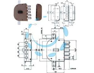 SERRATURA TRIPLICE DA APPLICARE SENZA SCROCCO DOPPIA MAPPA 2200 - mm.60 DX (2200-01) - Marca CR - Cod: 214018