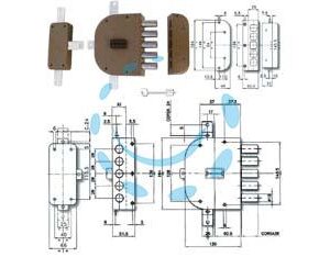 SERRATURA QUINTUPLICE DA APPLICARE SENZA SCROCCO DOPPIA MAPPA 2300 - mm.60 DX (2300-01) - Marca CR - Cod: 214056