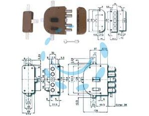 SERRATURA QUINTUPLICE DA APPLICARE CON SCROCCO DOPPIA MAPPA 2350 - mm.60 DX (2350-01) - Marca CR - Cod: 214070
