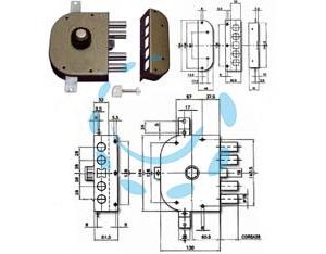 SERRATURA TRIPLICE DA APPLICARE CON POMOLO E SCROCCO A POMPA 3250P - mm.60 DX (3250P-02) - Marca CR - Cod: 214155