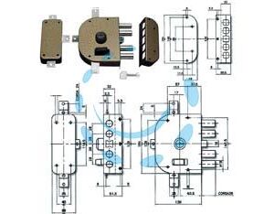 SERRATURA QUINTUPLICE DA APPLICARE CON SCROCCO A POMPA 3350 - mm.60 DX (3350C-02) - Marca CR - Cod: 214209