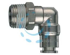 RACCORDO "L" GIREVOLE INNESTO AUTOMATICO E FILETTATO MASCHIO CONICO - attacco conico 1/4"M ø mm.8 art.50/CG - Marca ANI - Cod: 221764