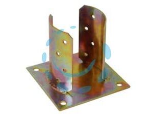 SUPPORTO A PAVIMENTO CON PIASTRA PER PALO TONDO - base mm.150x150 per trave ø mm.80x130h. - Marca QUALITY - Cod: 230193