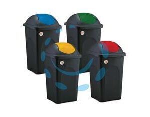BIDONE "MULTIPAT" CON BASCULA LT.60 - cm.39x39x68h. - nero/blu - Marca STEFANPLAST - Cod: 232821