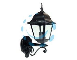 LANTERNA CON BRACCIO INFERIORE LAVORATO MODELLO NEW YORK - 60w IP44 mm.192x370h. colore nero - Marca SYNTESY - Cod: 234375