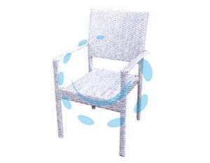 SEDIA DA GIARDINO IN PE-RATTAN CON BRACCIOLI - cm.56x60x92h. - colore bianco - Marca VETTE - Cod: 238700