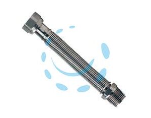 FLESSIBILE ESTENSIBILE PER ACQUA IN ACCIAIO INOX - MF 1/2" - ø DN 15 - mm.100/200 - Marca - Cod: 241618